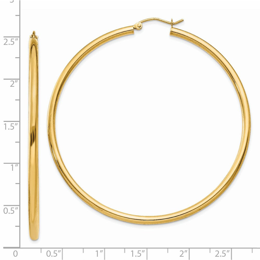 14K Gelbgold Poliert 2.5mm Röhre Creolen