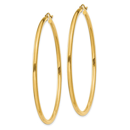 14K Gelbgold Poliert 2.5mm Leicht Röhre Creolen