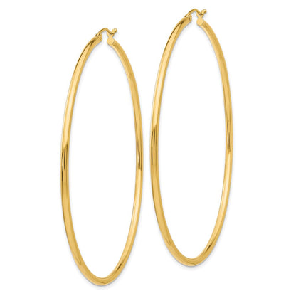 14K Gelbgold Poliert 2.5mm Röhre Creolen