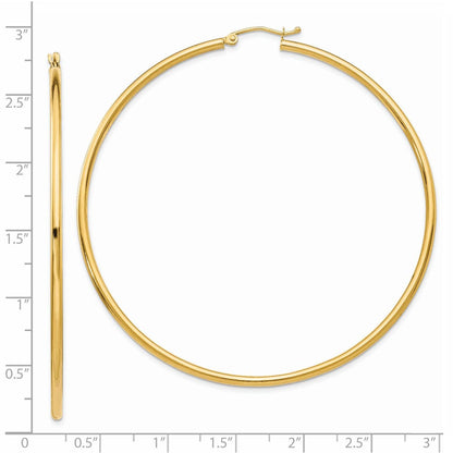 14K Gelbgold Poliert 2.5mm Röhre Creolen