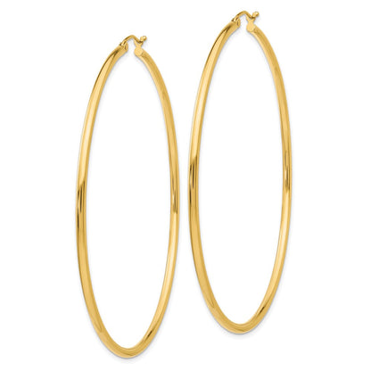14K Gelbgold Poliert 2.5mm Leicht Röhre Creolen