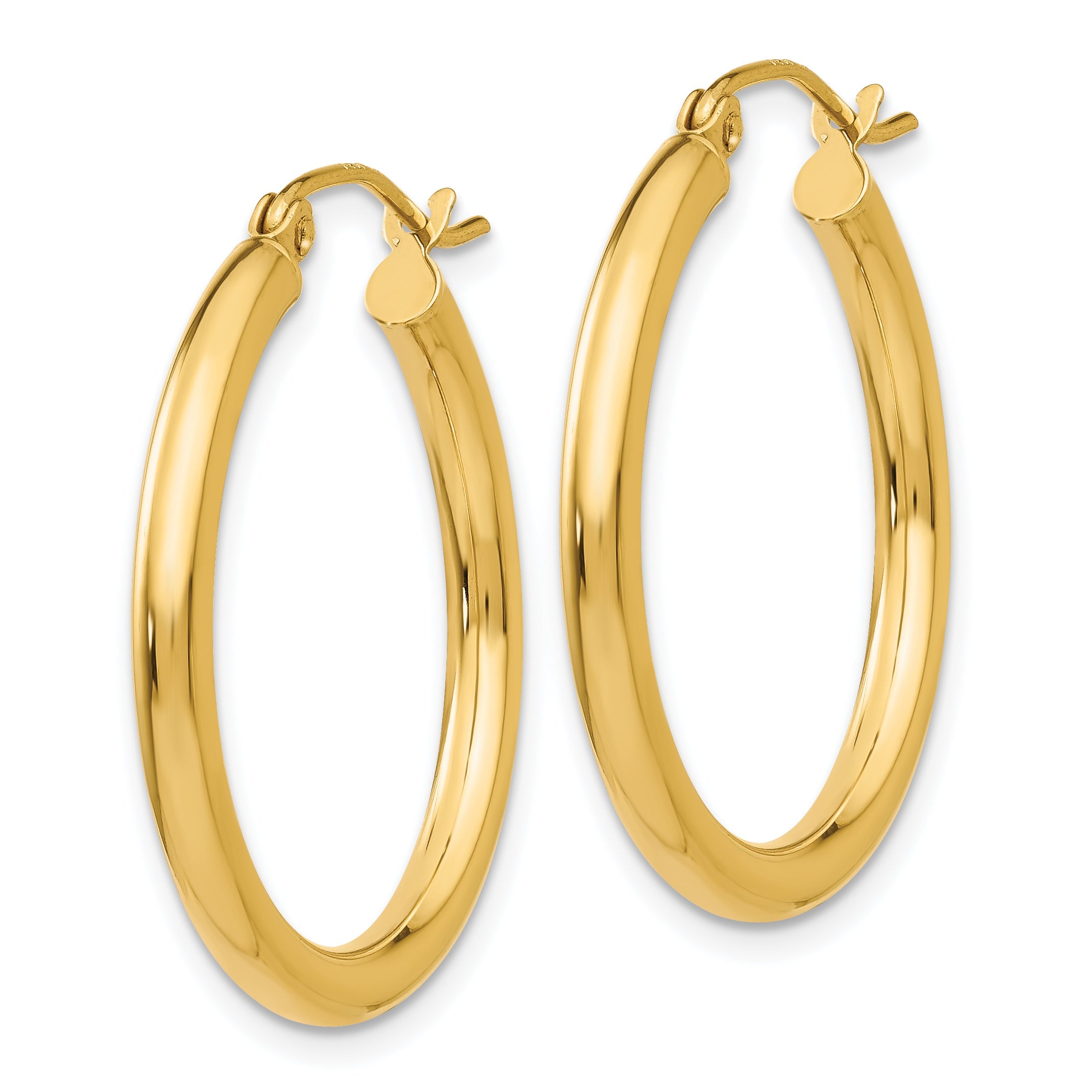 14K Gelbgold Poliert 2.5mm Röhre Creolen