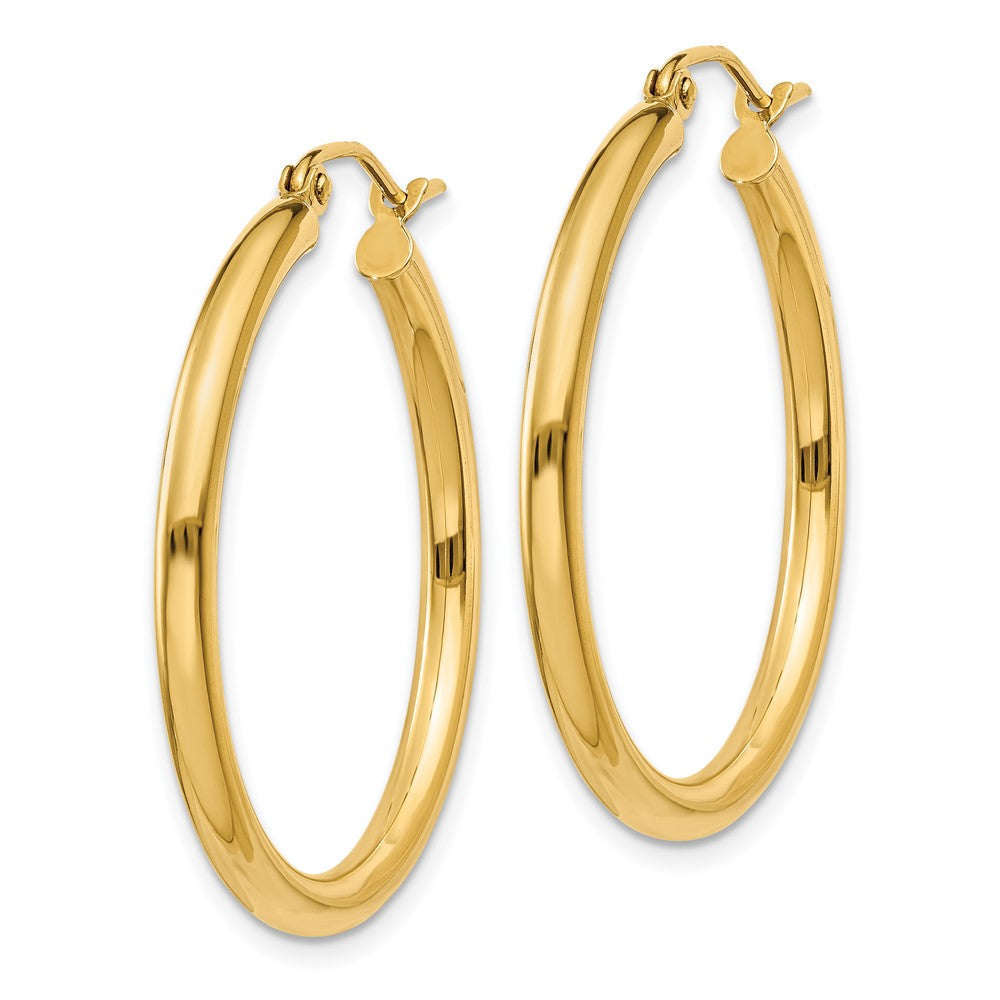 14K Gelbgold Poliert 2.5mm Röhre Creolen