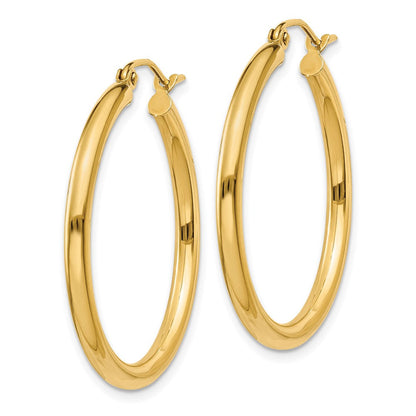 14K Gelbgold Poliert 2.5mm Röhre Creolen