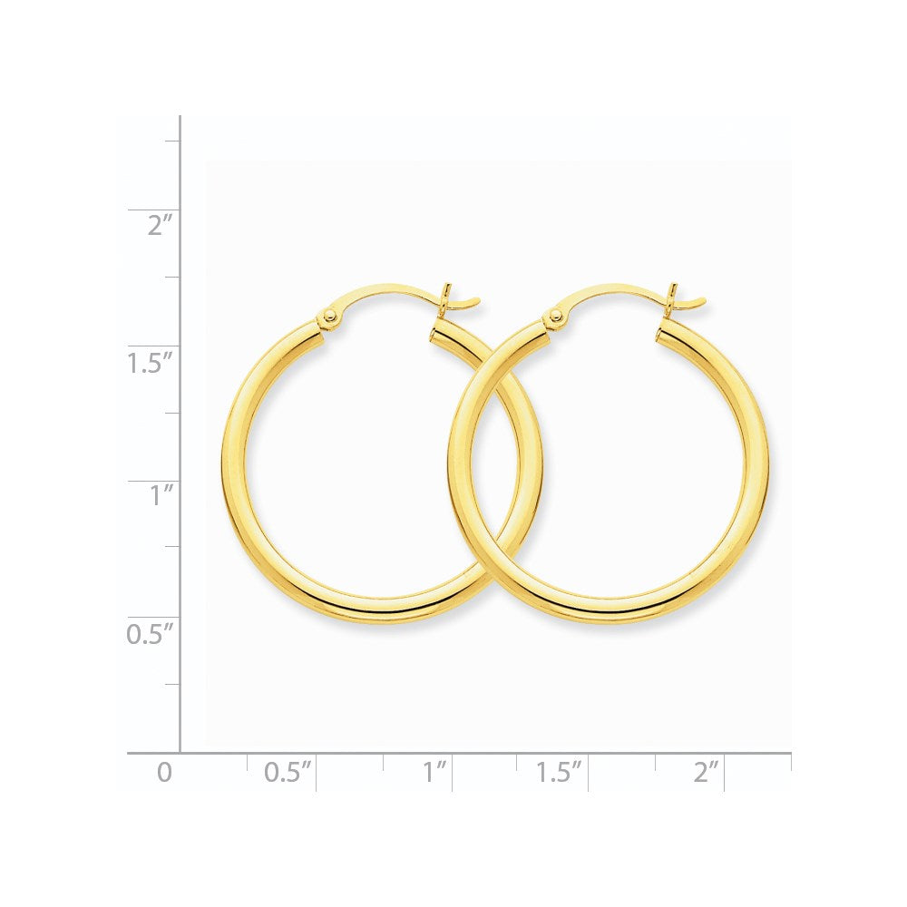 14K Gelbgold Poliert 2.5mm Röhre Creolen