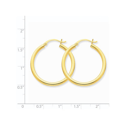 14K Gelbgold Poliert 2.5mm Röhre Creolen