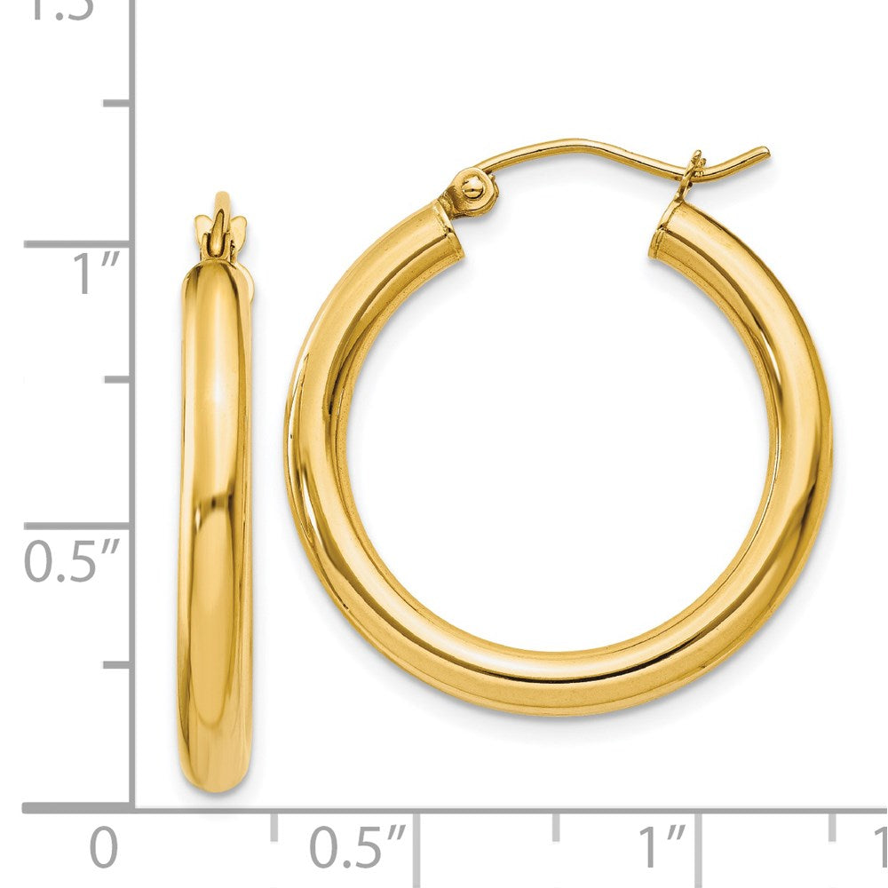 14K Gelbgold Poliert 3mm Röhre Creolen