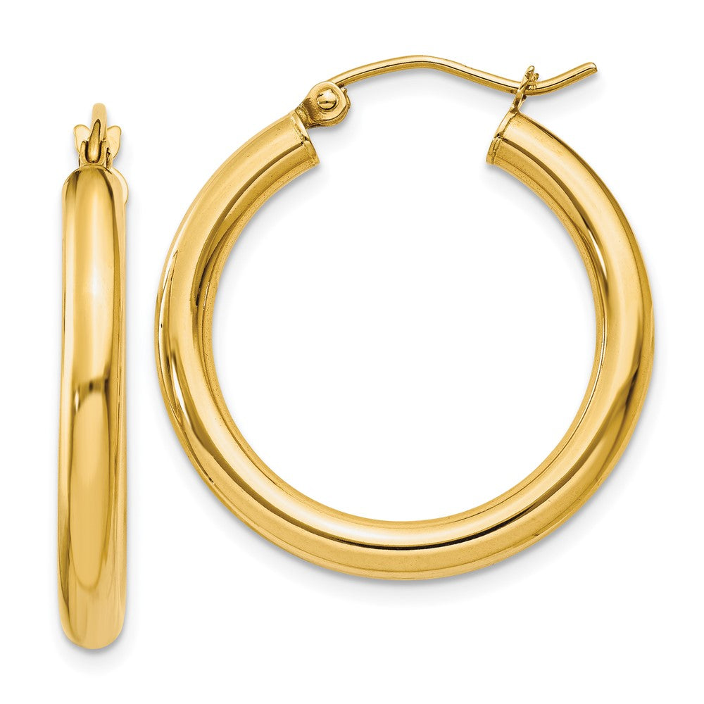 14K Gelbgold Poliert 3mm Röhre Creolen