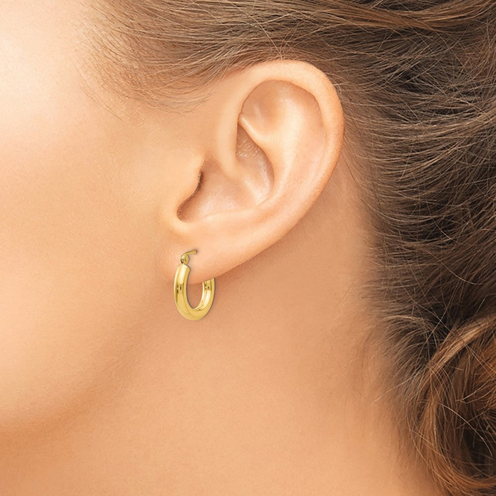 14K Gelbgold Poliert 3mm Röhre Creolen