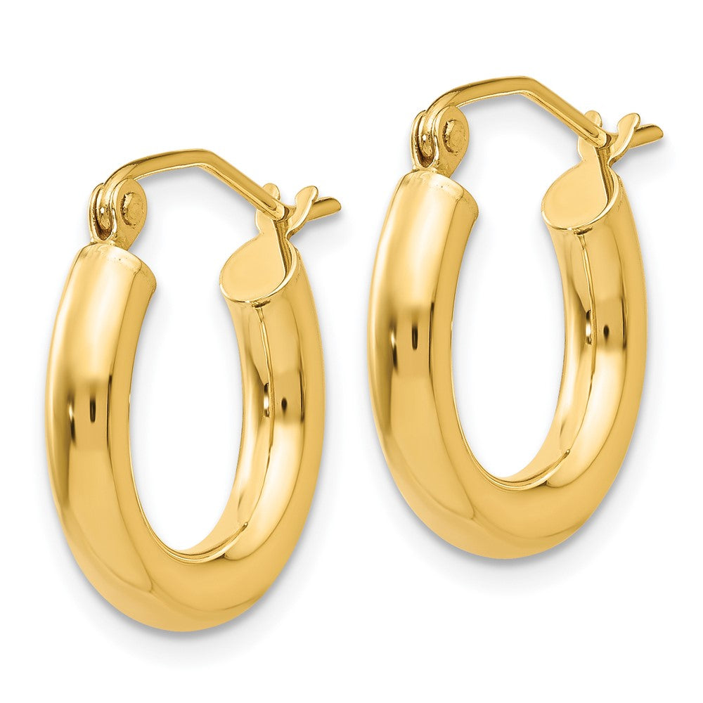 14K Gelbgold Poliert 3mm Leicht Röhre Creolen