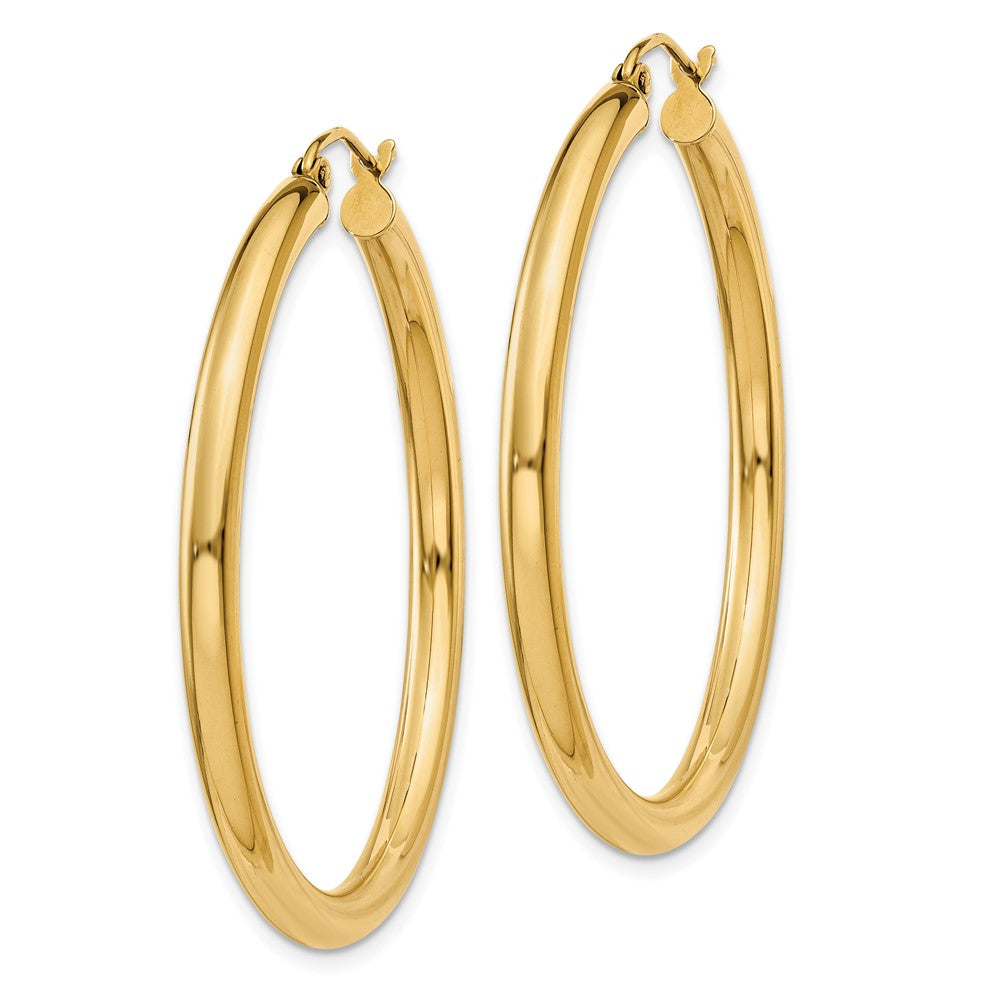 14K Gelbgold Poliert 3mm Röhre Creolen