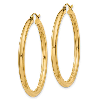 14K Gelbgold Poliert 3mm Röhre Creolen