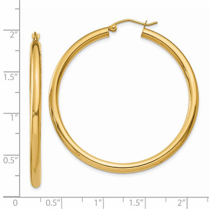 14K Gelbgold Poliert 3mm Röhre Creolen