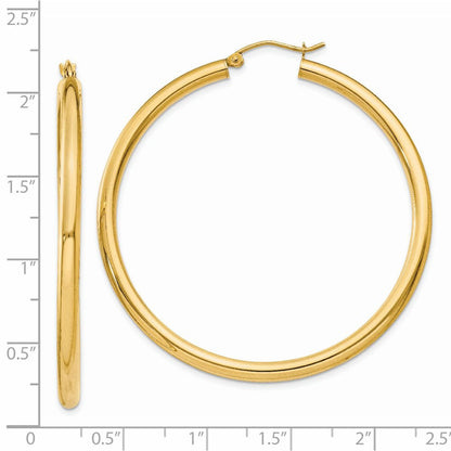 14K Gelbgold Poliert 3mm Röhre Creolen