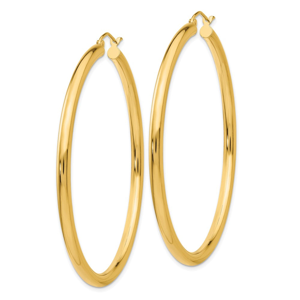 14K Gelbgold Poliert 3mm Röhre Creolen
