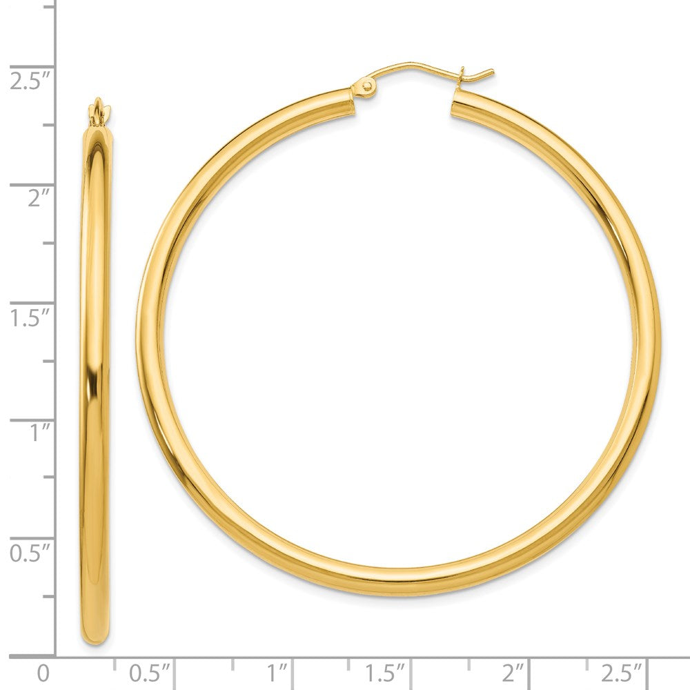 14K Gelbgold Poliert 3mm Röhre Creolen