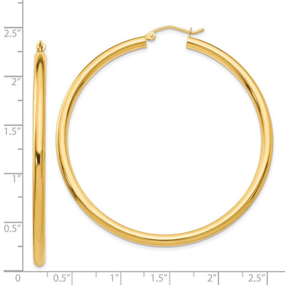 14K Gelbgold Poliert 3mm Röhre Creolen