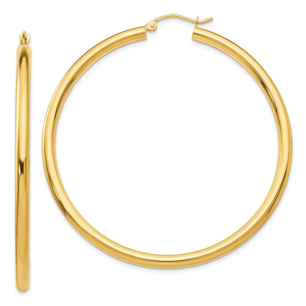 14K Gelbgold Poliert 3mm Röhre Creolen