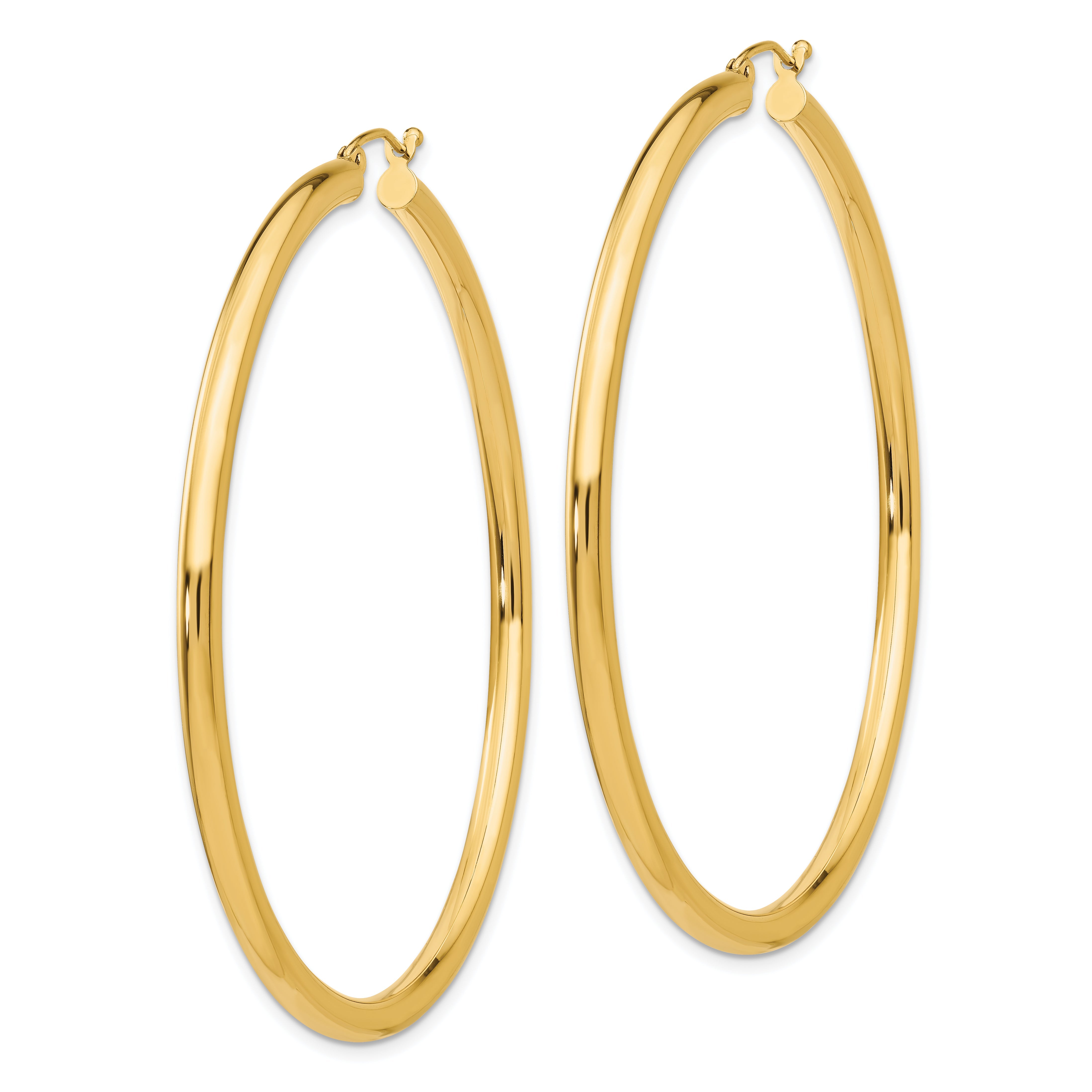 14K Gelbgold Poliert 3mm Röhre Creolen