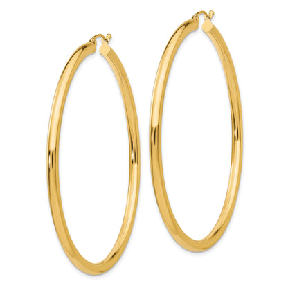 14K Gelbgold Poliert 3mm Röhre Creolen