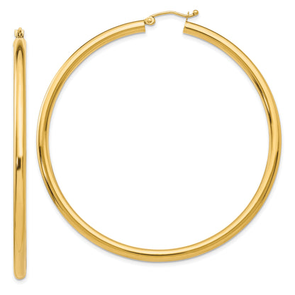 14K Gelbgold Poliert 3mm Röhre Creolen