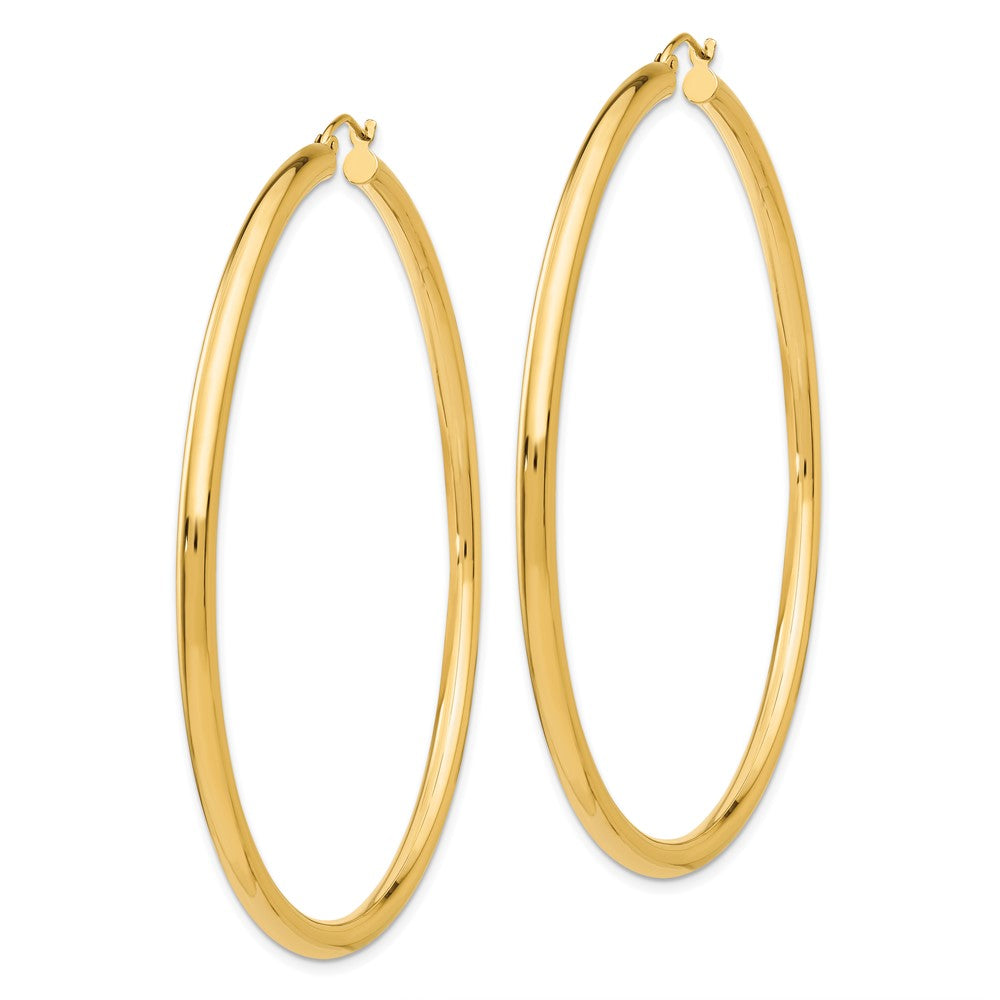 14K Gelbgold Poliert 3mm Röhre Creolen