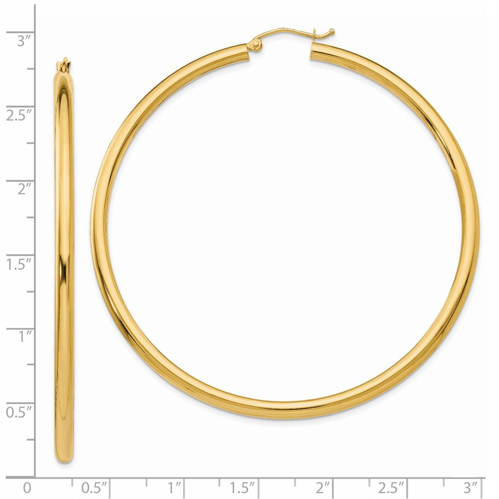 14K Gelbgold Poliert 3mm Röhre Creolen