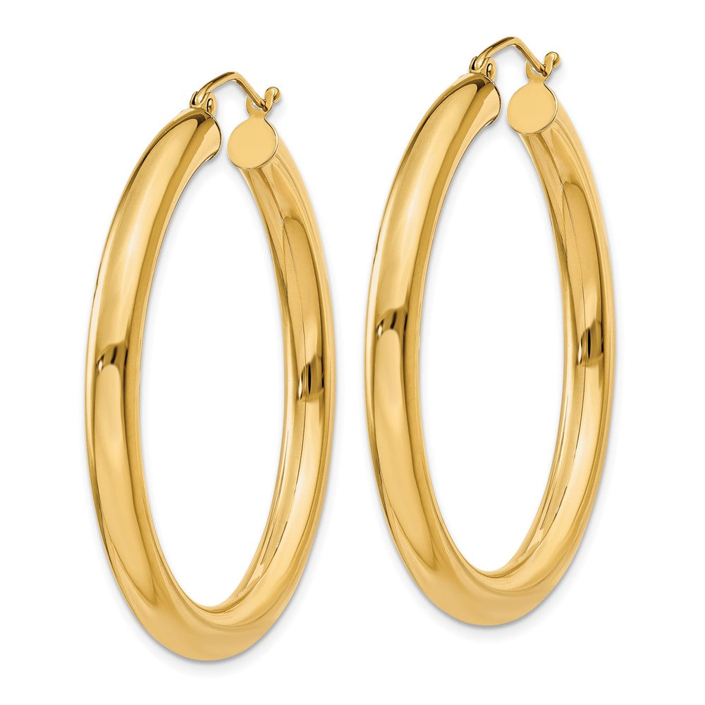 14K Gelbgold Poliert 4mm Röhre Creolen