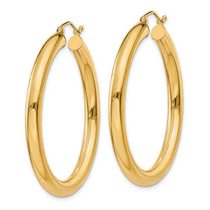 14K Gelbgold Poliert 4mm Röhre Creolen