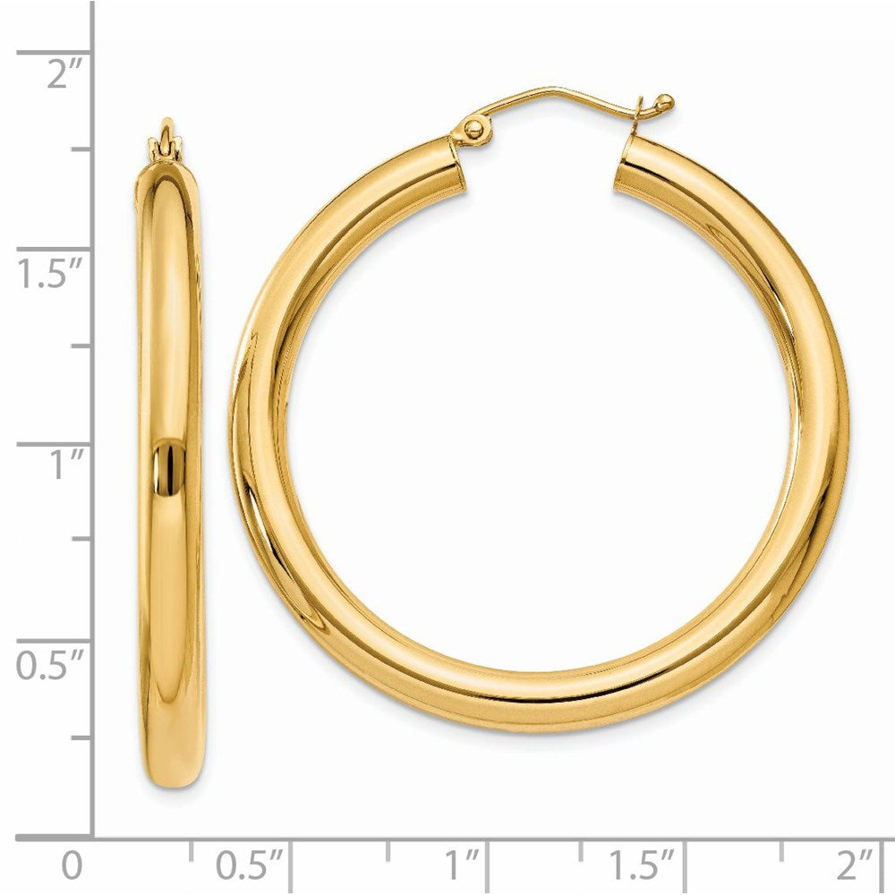 14K Gelbgold Poliert 4mm Röhre Creolen