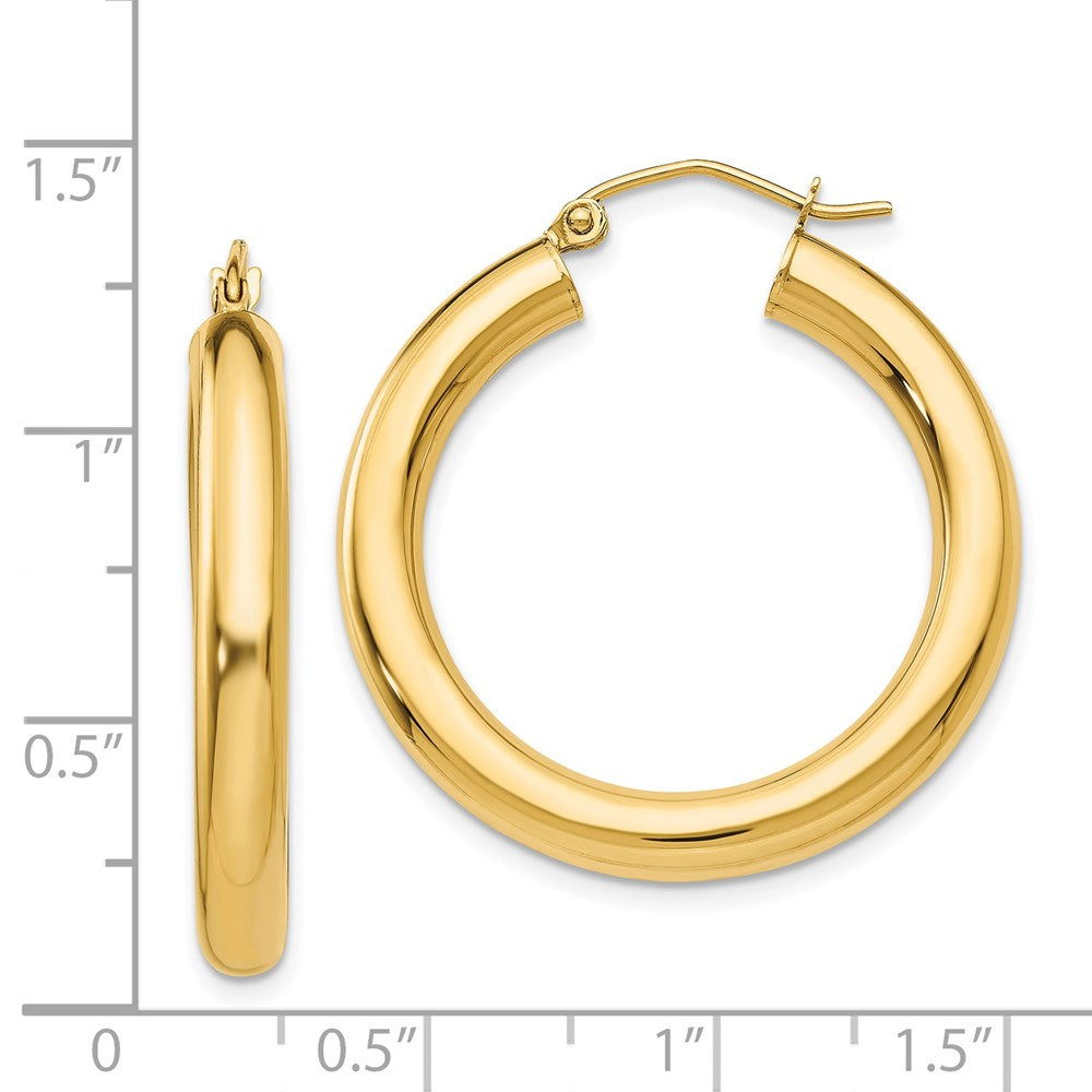 14K Gelbgold Poliert 4mm Röhre Creolen