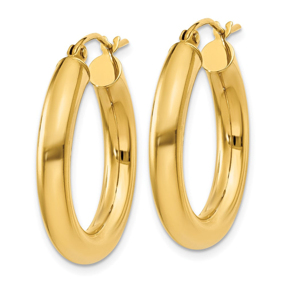 14K Gelbgold Poliert 4mm Röhre Creolen