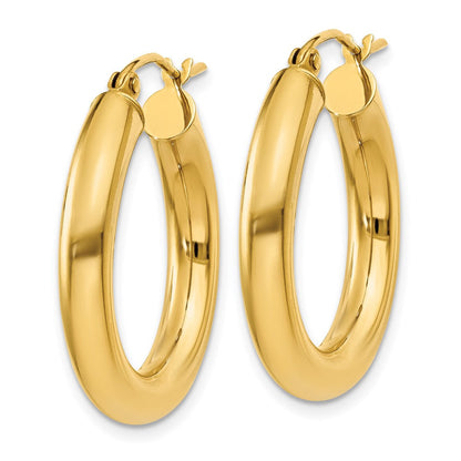 14K Gelbgold Poliert 4mm Röhre Creolen