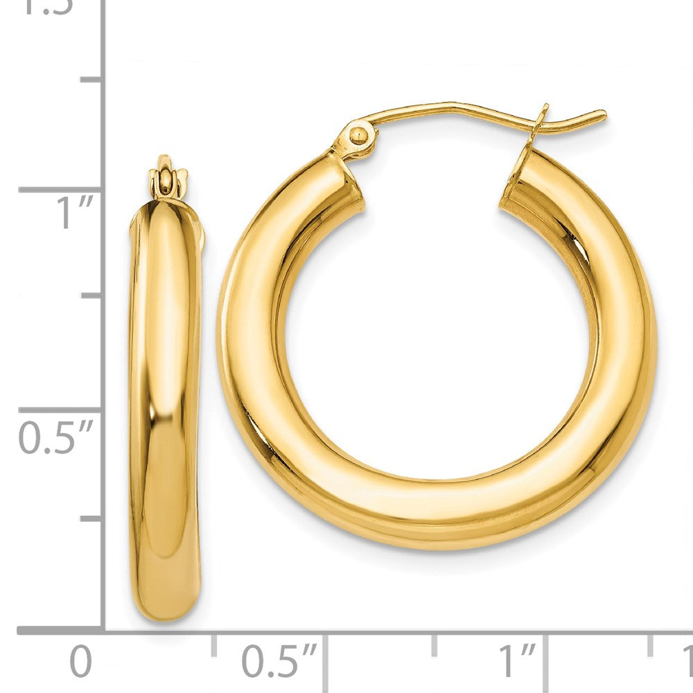 14K Gelbgold Poliert 4mm Röhre Creolen