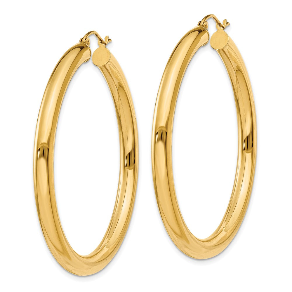 14K Gelbgold Poliert 4mm Röhre Creolen