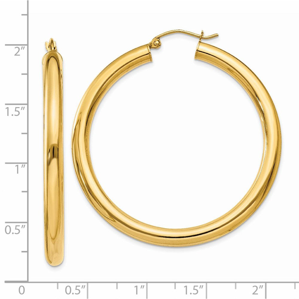 14K Gelbgold Poliert 4mm Leicht Röhre Creolen
