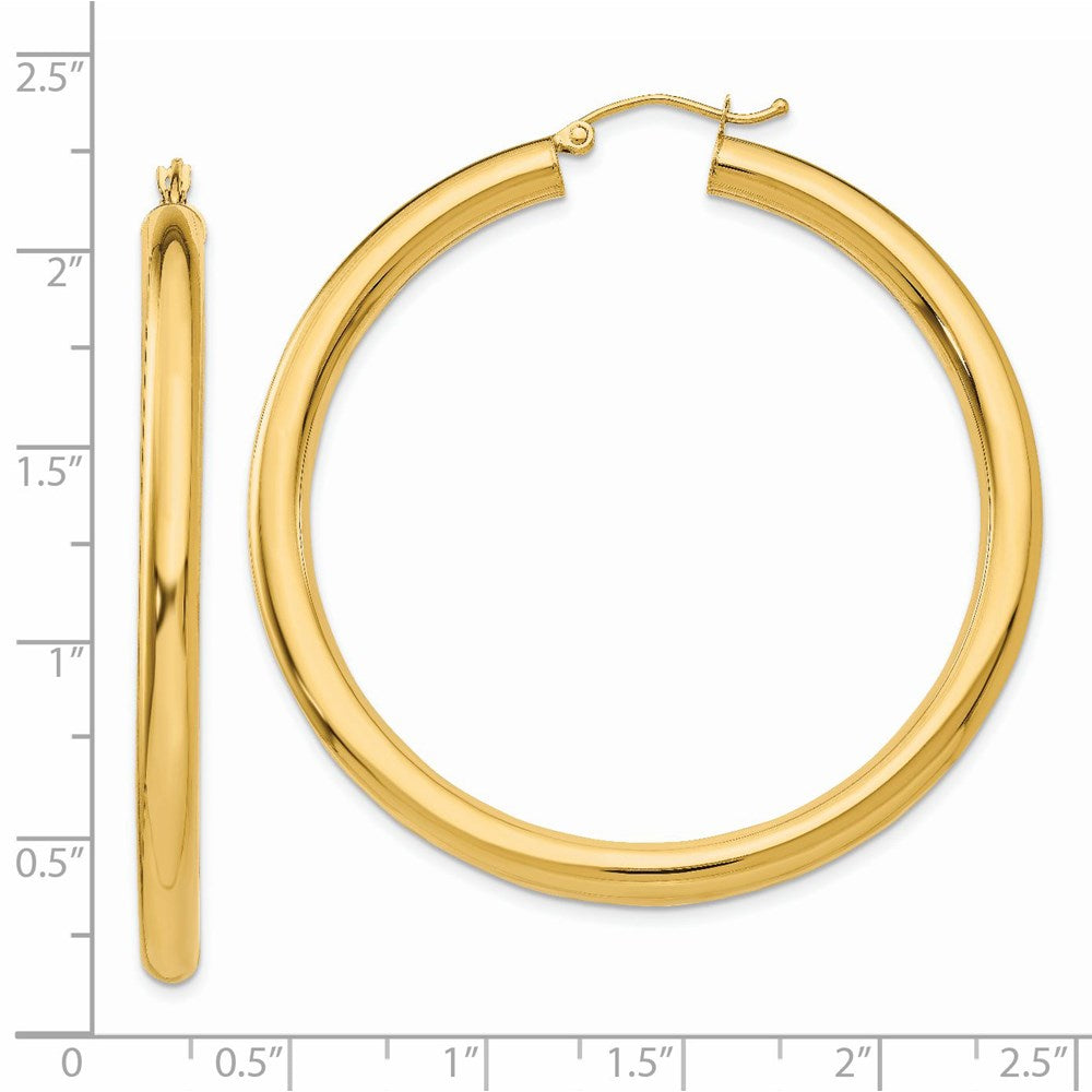 14K Gelbgold Poliert 4mm Röhre Creolen