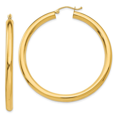 14K Gelbgold Poliert 4mm Röhre Creolen