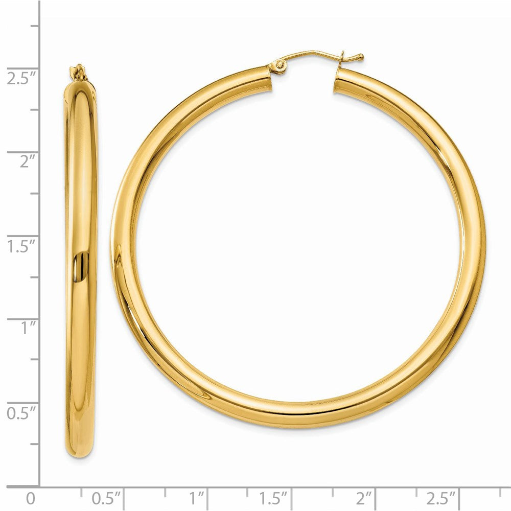 14K Gelbgold Poliert 4mm Leicht Röhre Creolen
