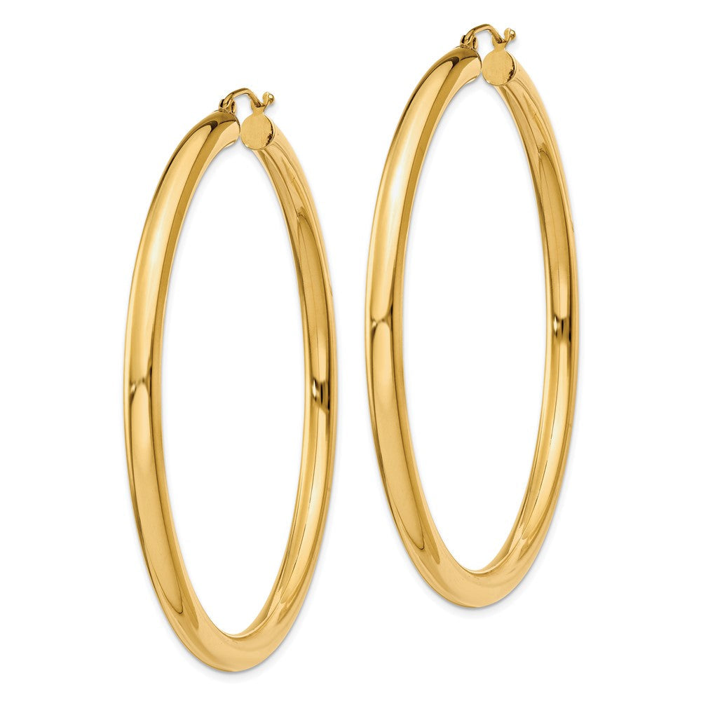 14K Gelbgold Poliert 4mm Röhre Creolen