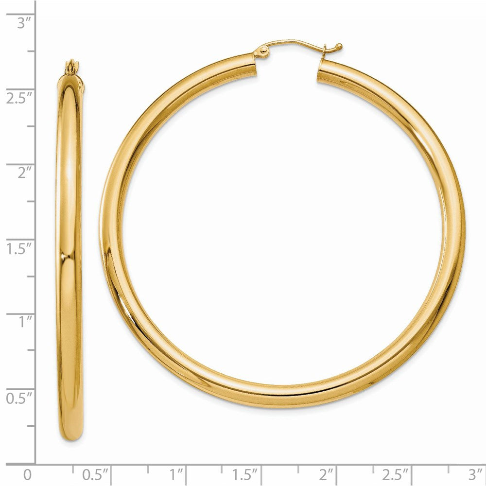 14K Gelbgold Poliert 4mm Röhre Creolen