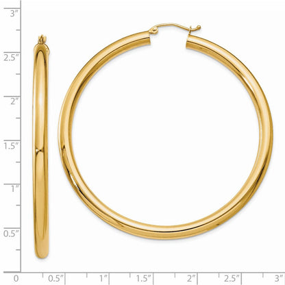 14K Gelbgold Poliert 4mm Röhre Creolen