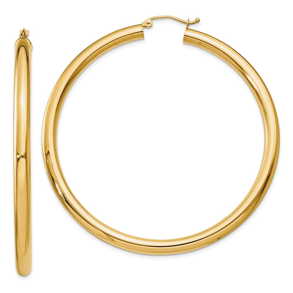 14K Gelbgold Poliert 4mm Röhre Creolen