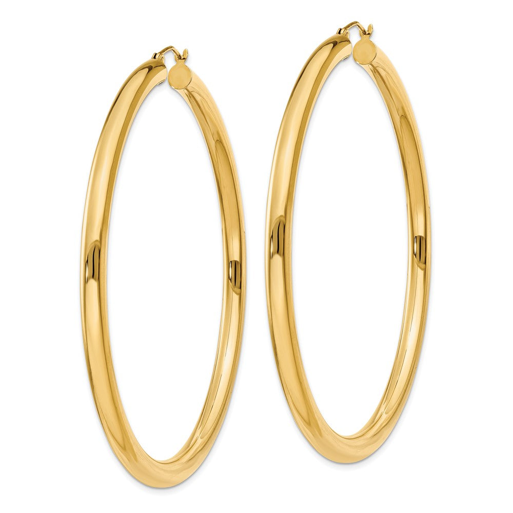 14K Gelbgold Poliert 4mm Röhre Creolen