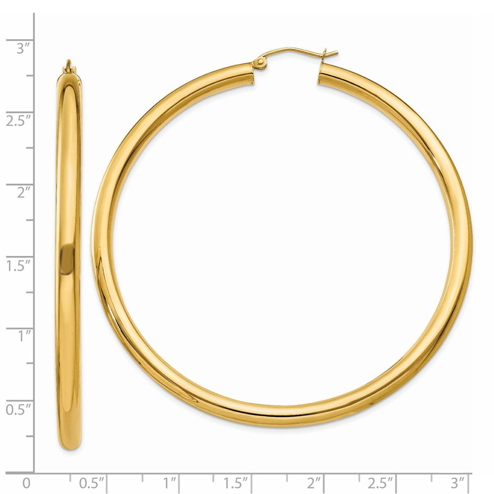 14K Gelbgold Poliert 4mm Röhre Creolen