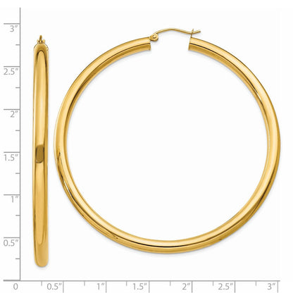 14K Gelbgold Poliert 4mm Röhre Creolen
