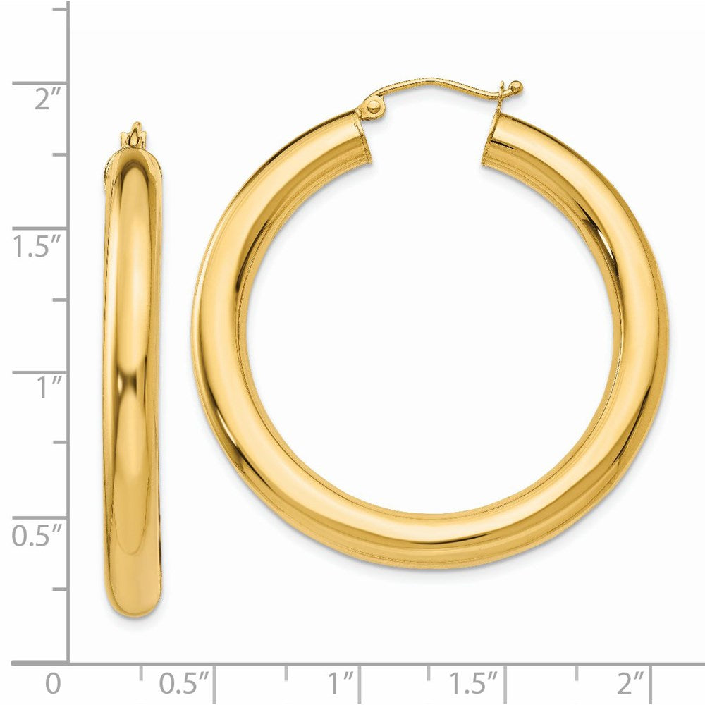 14K Gelbgold Poliert 5mm Röhre Creolen