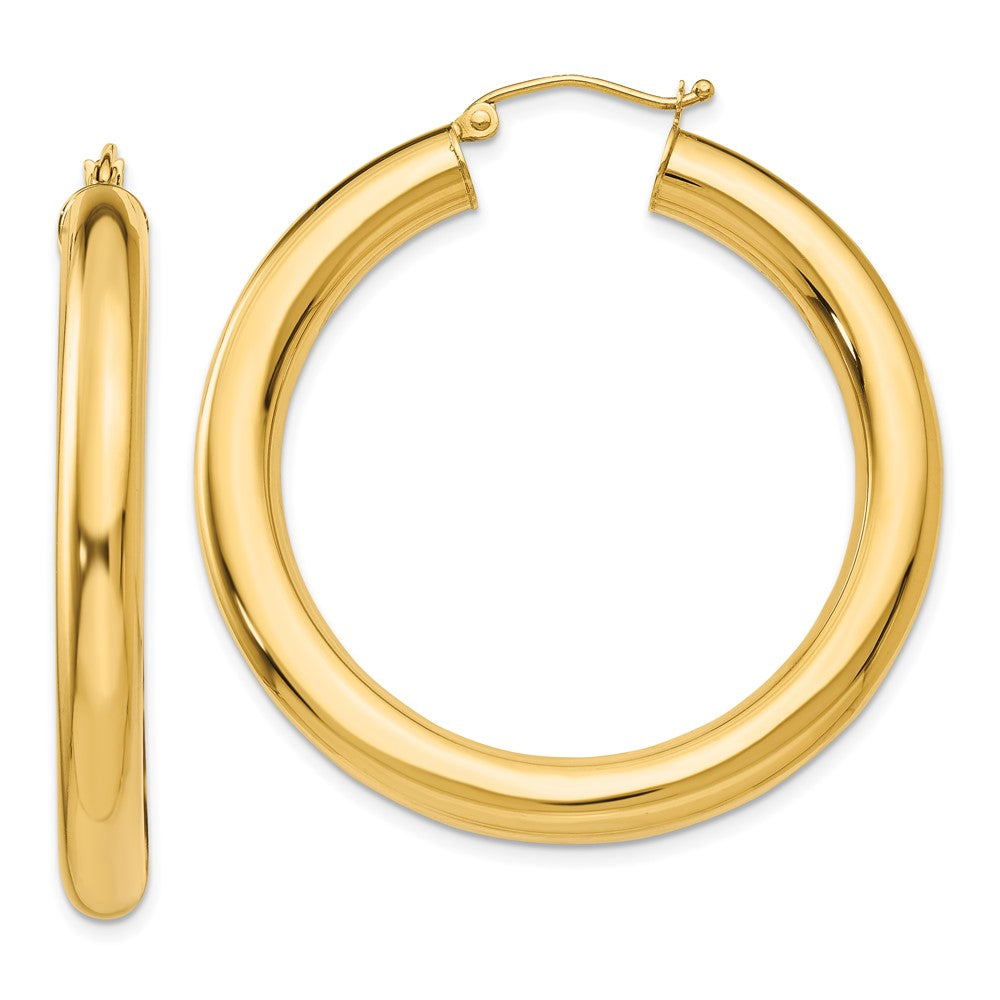 14K Gelbgold Poliert 5mm Röhre Creolen