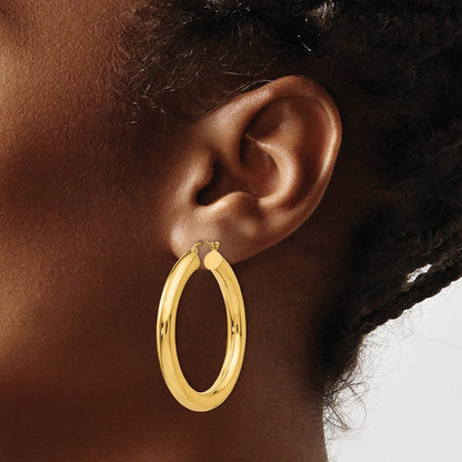 14K Gelbgold Poliert 5mm Leicht Creolen