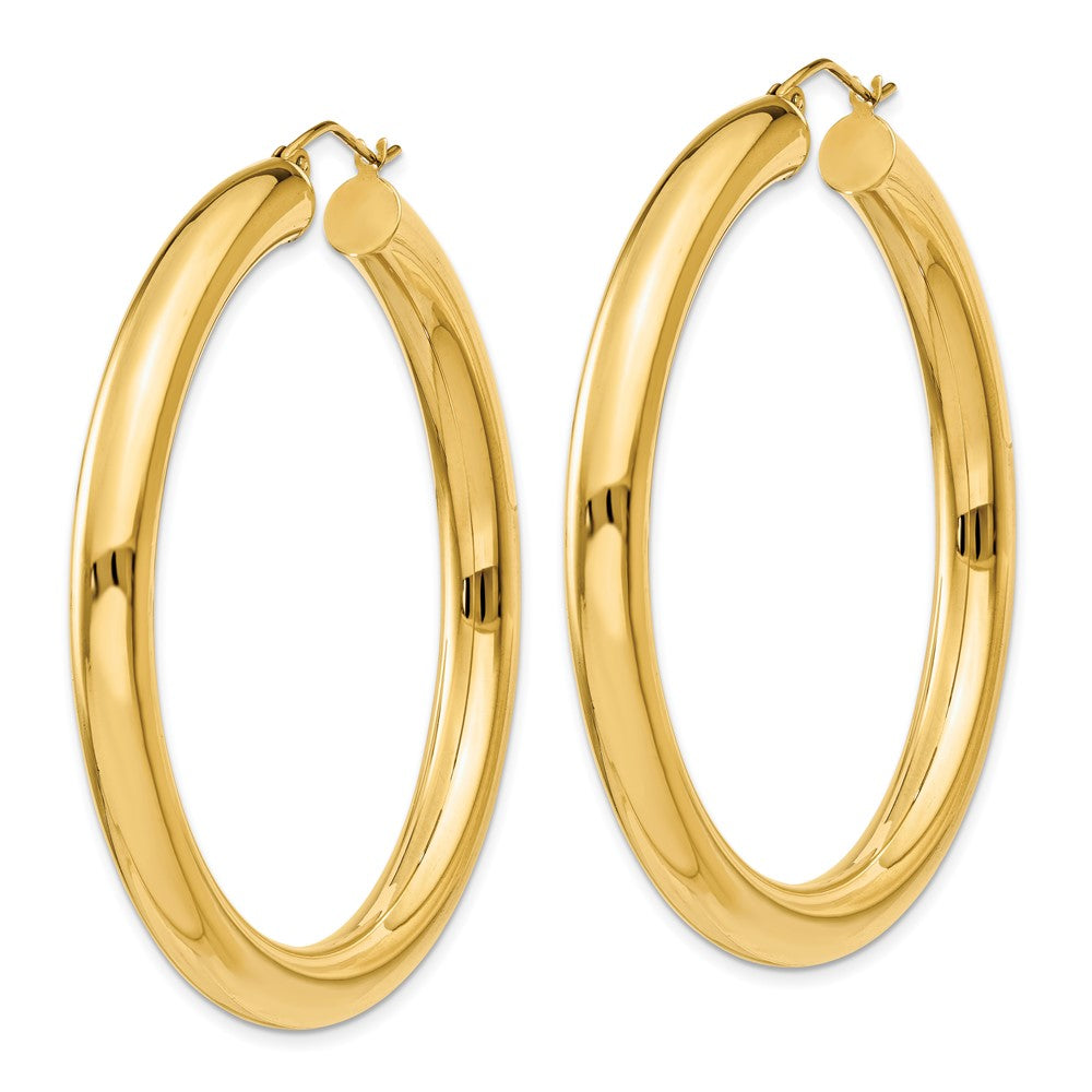 14K Gelbgold Poliert 5mm Röhre Creolen